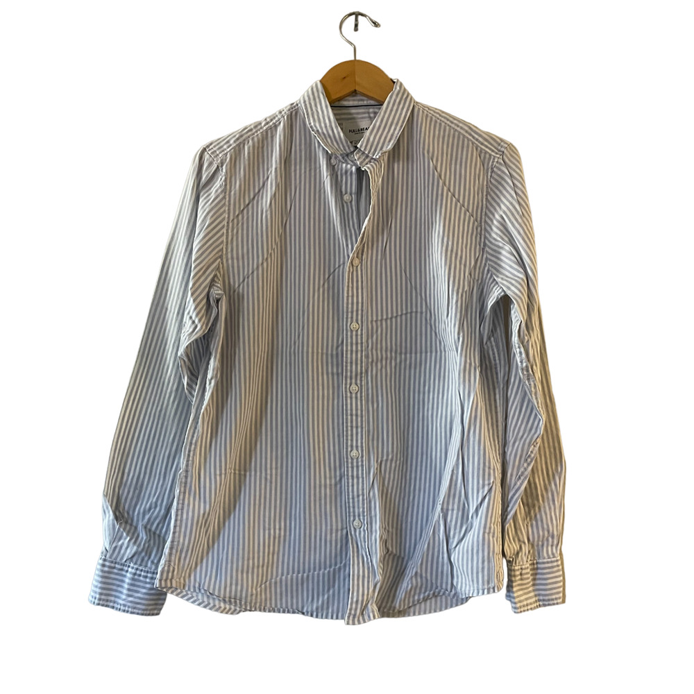 Pull & Bear Men's Striped Long Sleeve Button Down Shirt